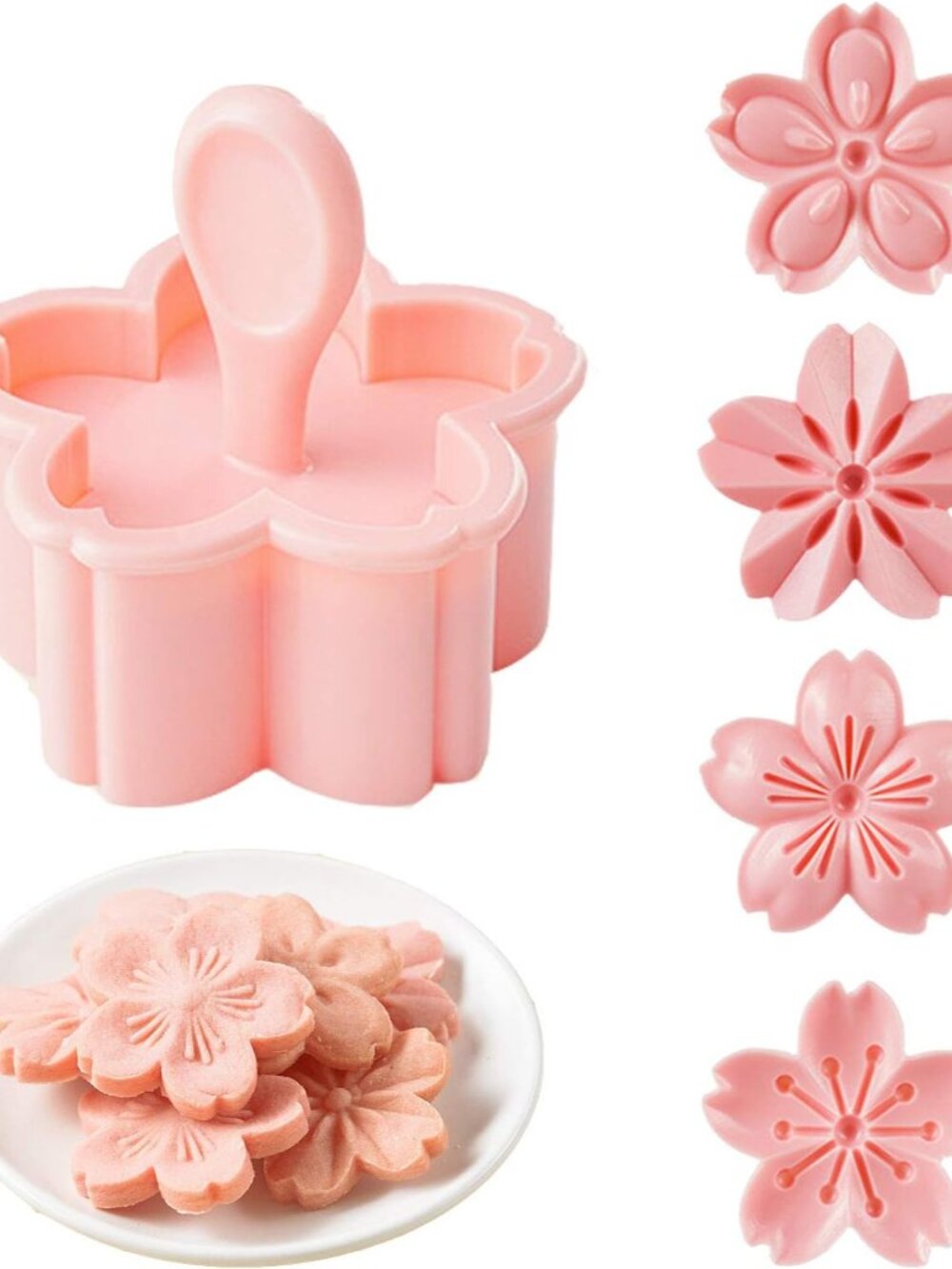 Cookie Press, 4 Styles Cookie Stamps Cherry Blossom Cookie Cutters Mold for Flow